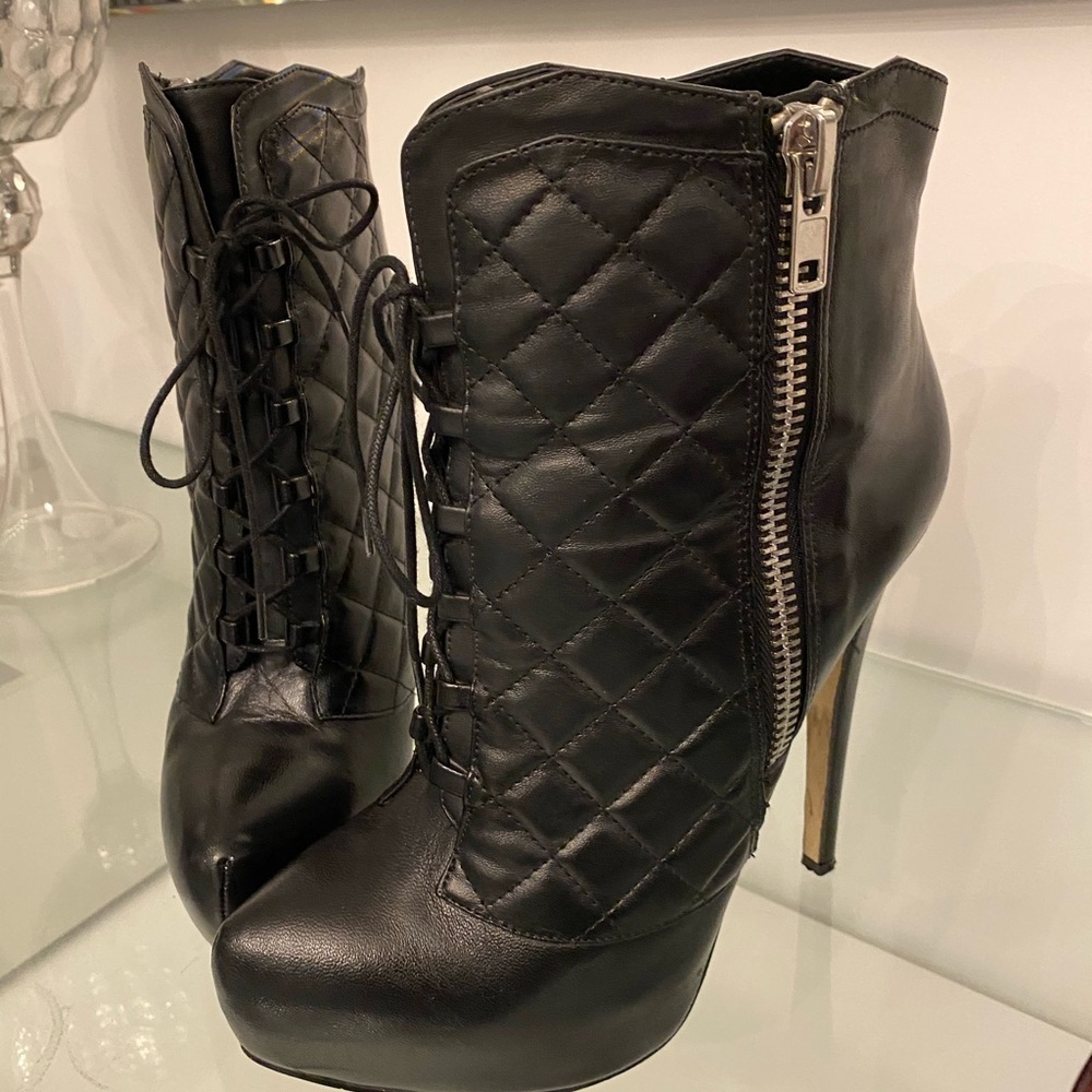 Bebe quilted lace up booties.